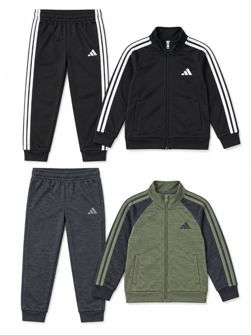Boys Adidas Tracksuit Bundle Size Small 2 Sets Black Green Gray